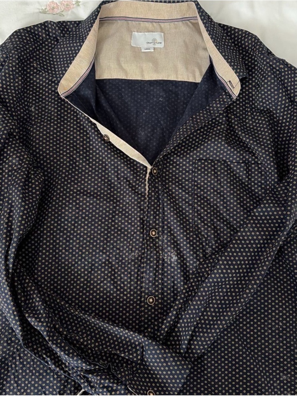 Craft Navy Microdot Long-Sleeve Dress Shirt